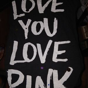 Victoria's Secret Black Tee with White 'LOVE YOU LOVE PINK' Graphic